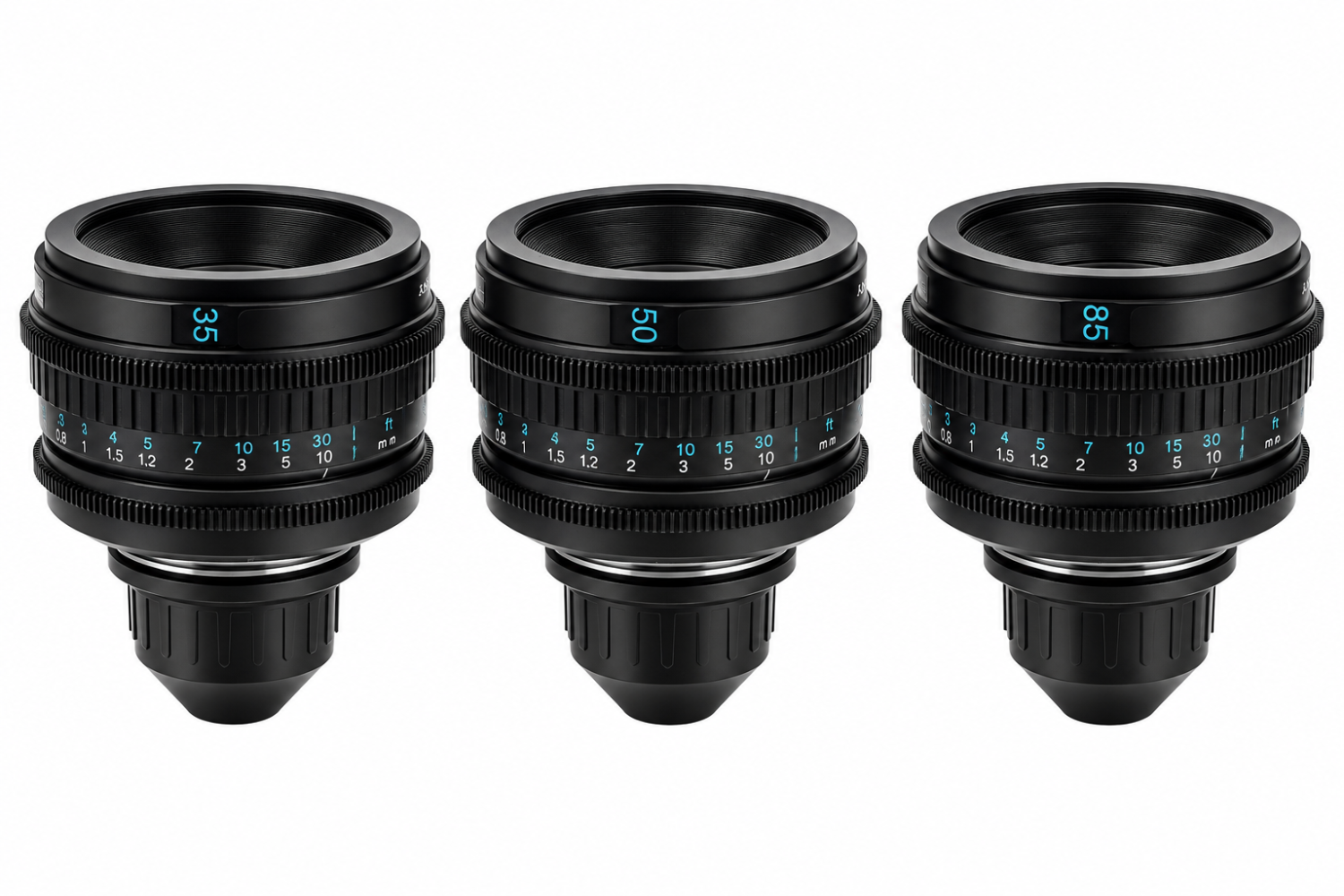 Trio of Black Cine Lenses